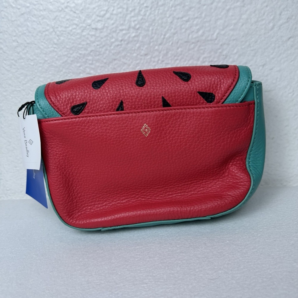 Vera Bradley Watermelon Slice Mini Saddle Bag Crossbody Leather Chain Purse - Picture 8 of 16